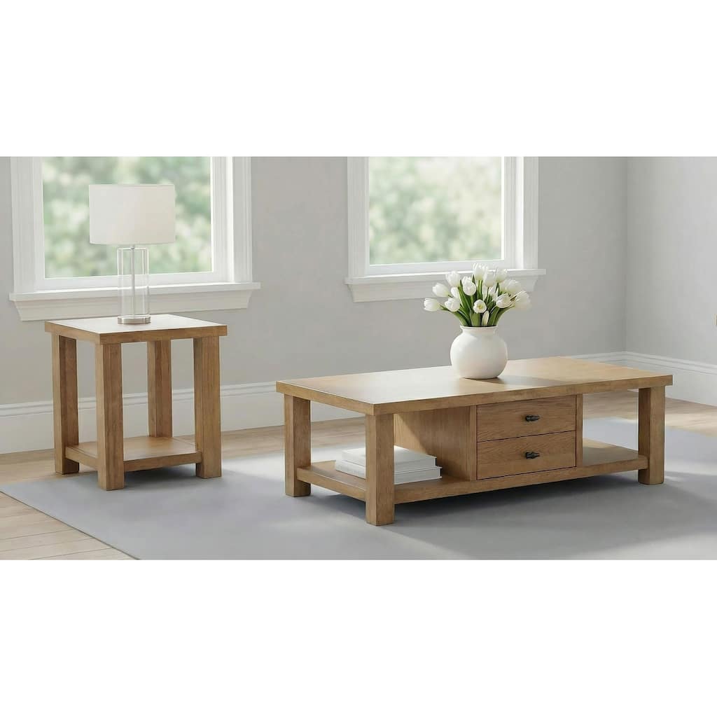 Beasley Wood Coffee Table Set Golden Oak