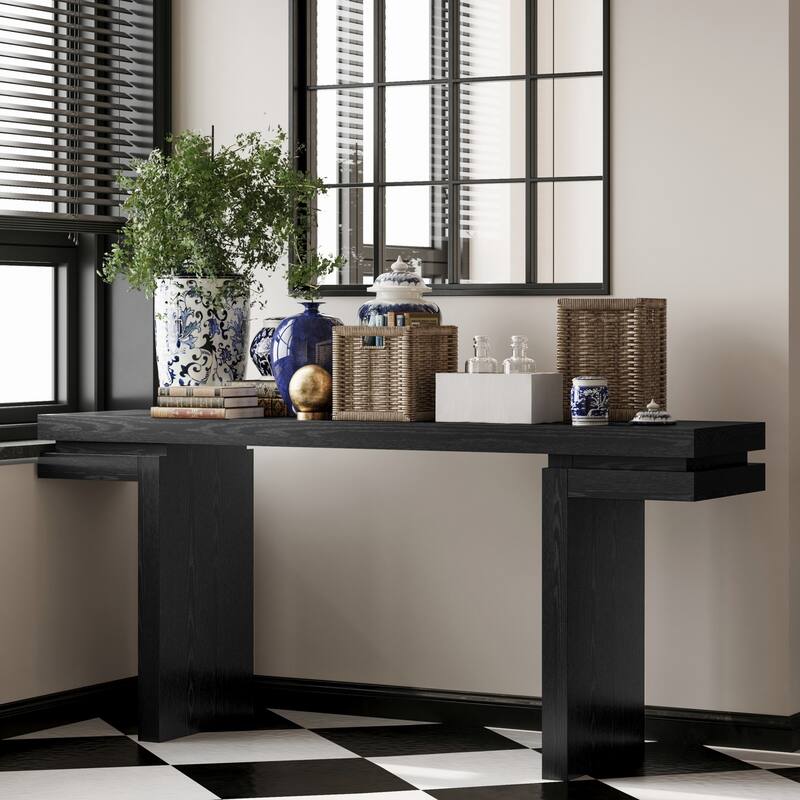 66" Rectangular Wood Veneered Console Table