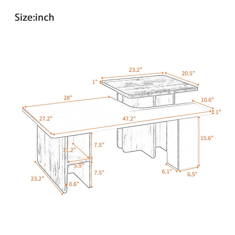 Farmhouse Set of 2 Rectangle Wood Finish Nesting Coffee Tables