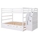 preview thumbnail 18 of 91, Solid Wood Bunk Bed with Twin Size Trundle & 3-Step Storage Stairs, Full-Length Guardrail & Slat Support Design, for Kids Adults