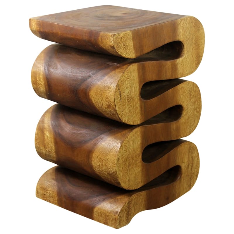 Haussmann® Wood Wave Verve Accent Snake Table 12 x14 x 20 in H Oak Oil - 12 x 14 x 20