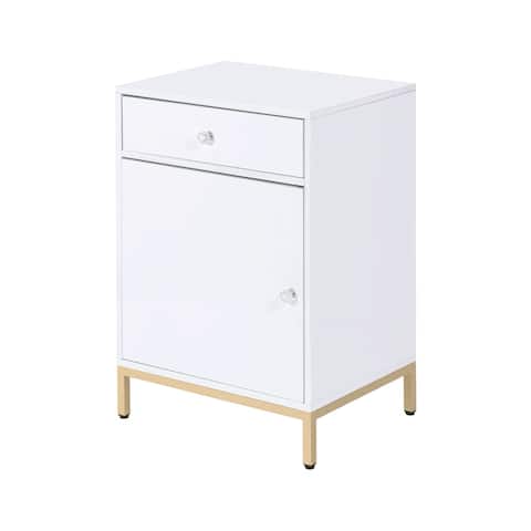 ACME Ottey Cabinet in White High Gloss and Gold