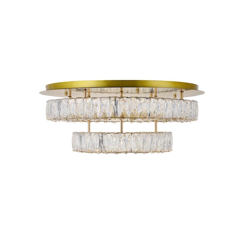 Madelyn LED light gold Flush Mount Clear Royal Cut Crystal - 25.6"W X 9.8"H - Gold