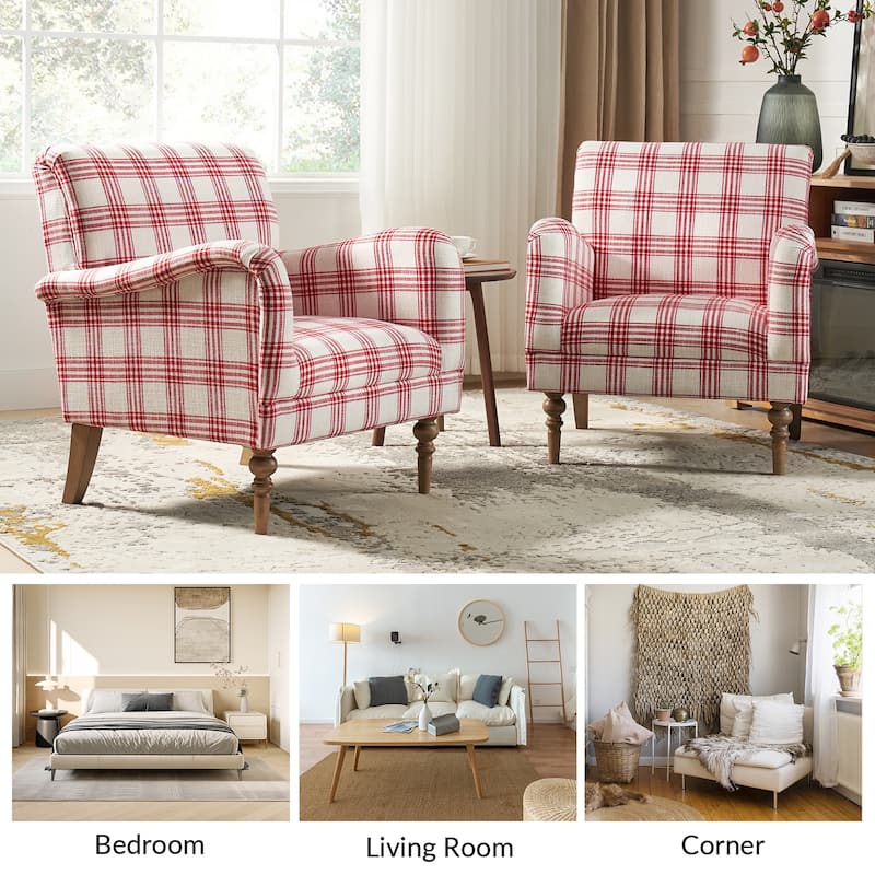 Mandan 29.5" Wide Traditional Accent Armchair with Solid Wood Legs Set of 2 by HULALA HOME