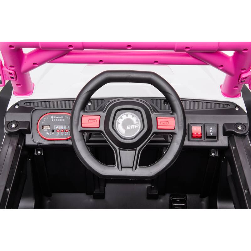 12V Exclusive Car for Kids, Electric Off-Road Vehicle with Seat Belt, Pink Electric Car Toy for Kids with Charge Display
