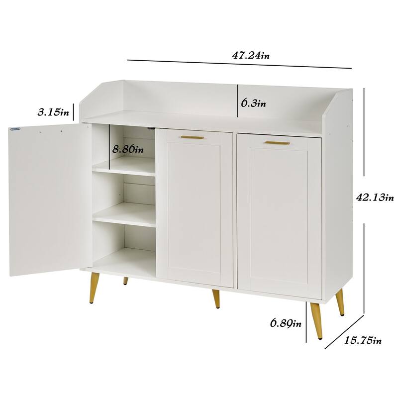 Minimalist Sideboard Buffer Cabinet, Credenza Storage Cabinet, Accent Kitchen Storage Cabinet with Adjustable Shelves