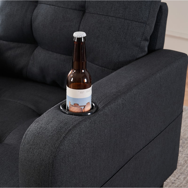 31.5" Tufted Arm Chair with Storage and Cup Holders
