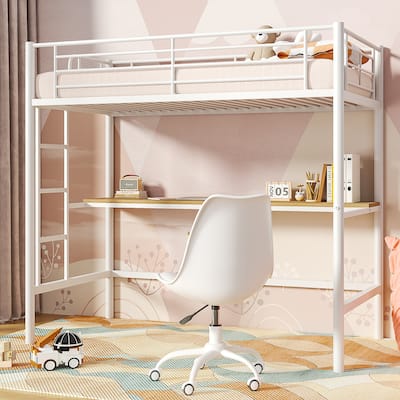 Javlergo Twin Bunk Bed with Desk Reversible Ladder Space Saving Twin loft Bed with Stairs and Full Length guardrail