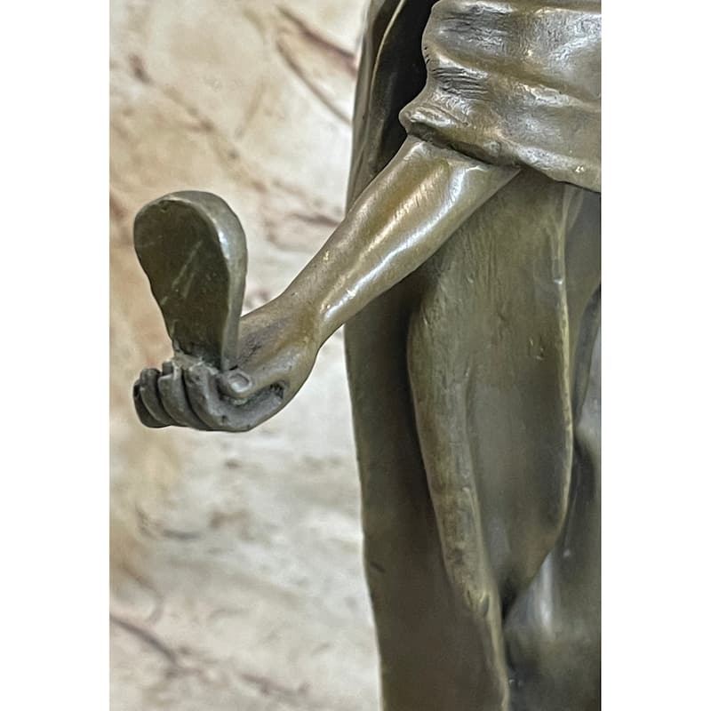 French 19Th Century Woman Holding Mirror Bronze Statue Sculpture Figure 19 Inches X 11 Inches