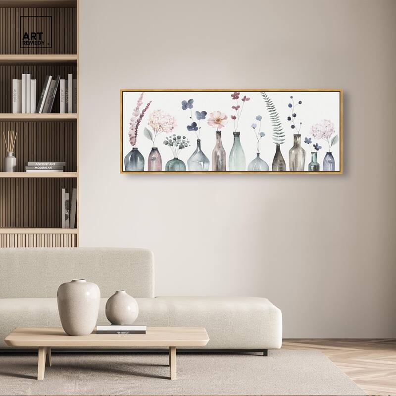 Perfect Indigo Florals Panoramic Canvas by Art Remedy