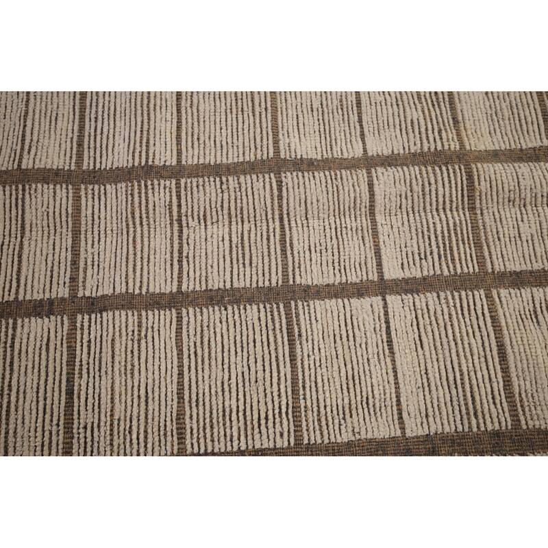 Checkered Moroccan Oriental Area Rug Hand-Knotted Wool Carpet - 8'0"x 12'3"