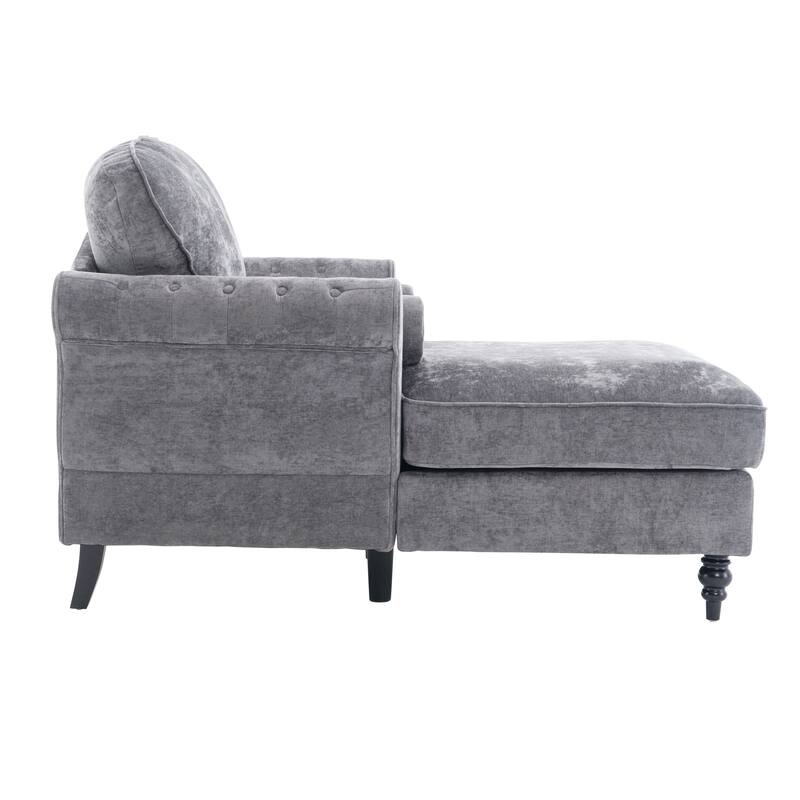 Anmytek Oversized Chenille Chaise Lounge Sofa Bed - Wide Seat Lazy Sleeper Reading Armchair