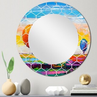 Designart 'Colourful Ornamental Trees VI' Printed Modern Wall Mirror ...