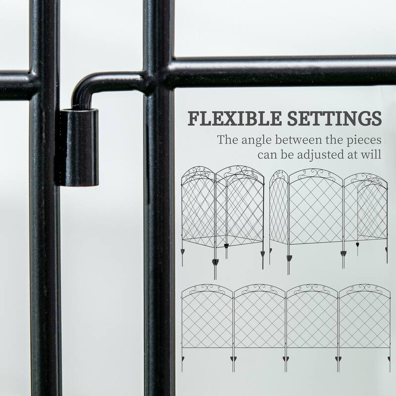 Garden Fence 4 Pack Steel Fence Panels Rust-Resistant Animal Barrier Decorative Border Flower Edging