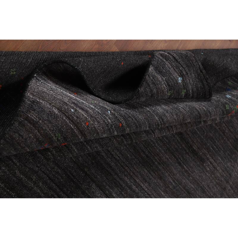 Gabbeh Oriental Rug Handmade Grey Silk Carpet - 9'0" x 12'1"