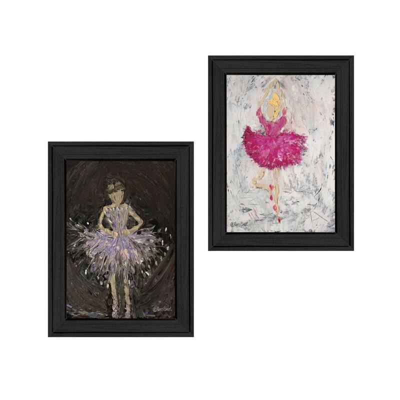 Trendy Decor 4U "Ballerina Dancers" Printed Framed Wall Art by Roey Ebert - Charcoal - 15 x 19