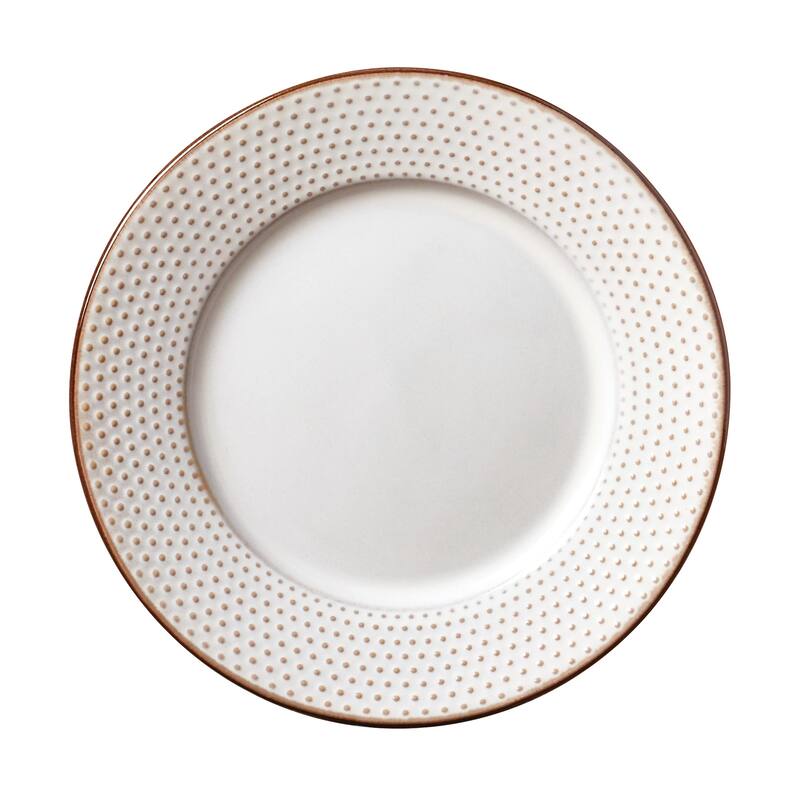 Tabletops Gallery Monroe 12PC Embossed Ivory Round Dinnerware Set - N/A