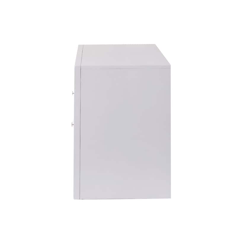 Wooden Nightstand with 2 Drawers and 1 Tray - White