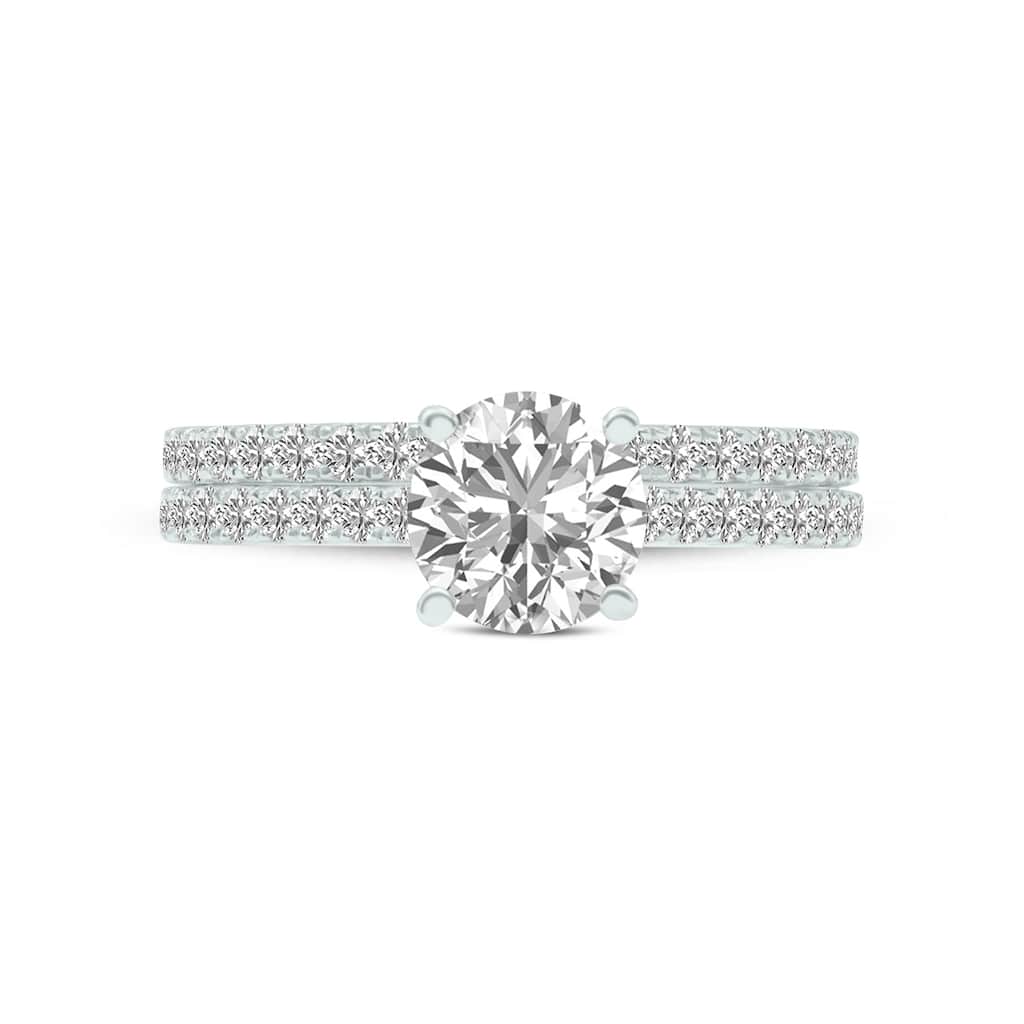 Marquee 2.80 CTW Center Round Cut Lab Grown Diamond Engagement Ring Set in 14Karat White Gold