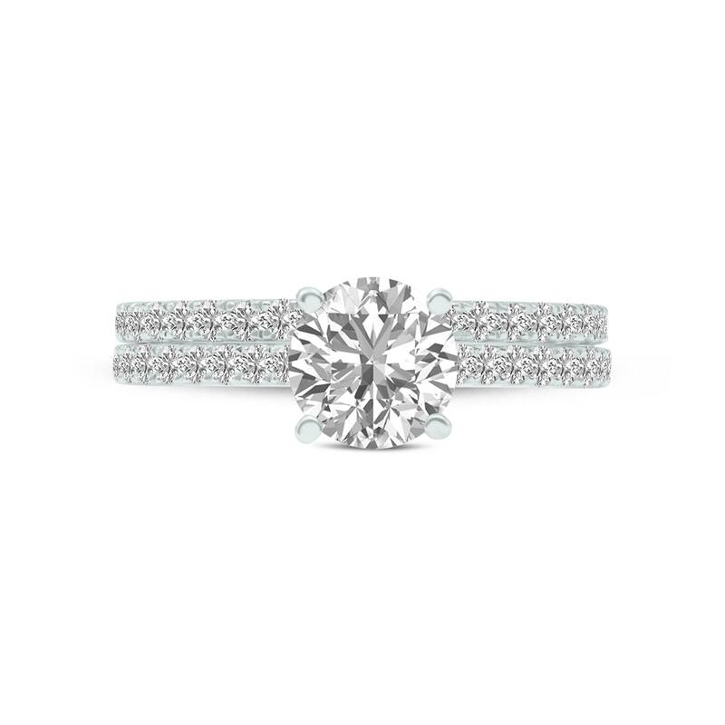 Marquee 2.80 CTW Center Round Cut Lab Grown Diamond Engagement Ring Set in 14Karat White Gold
