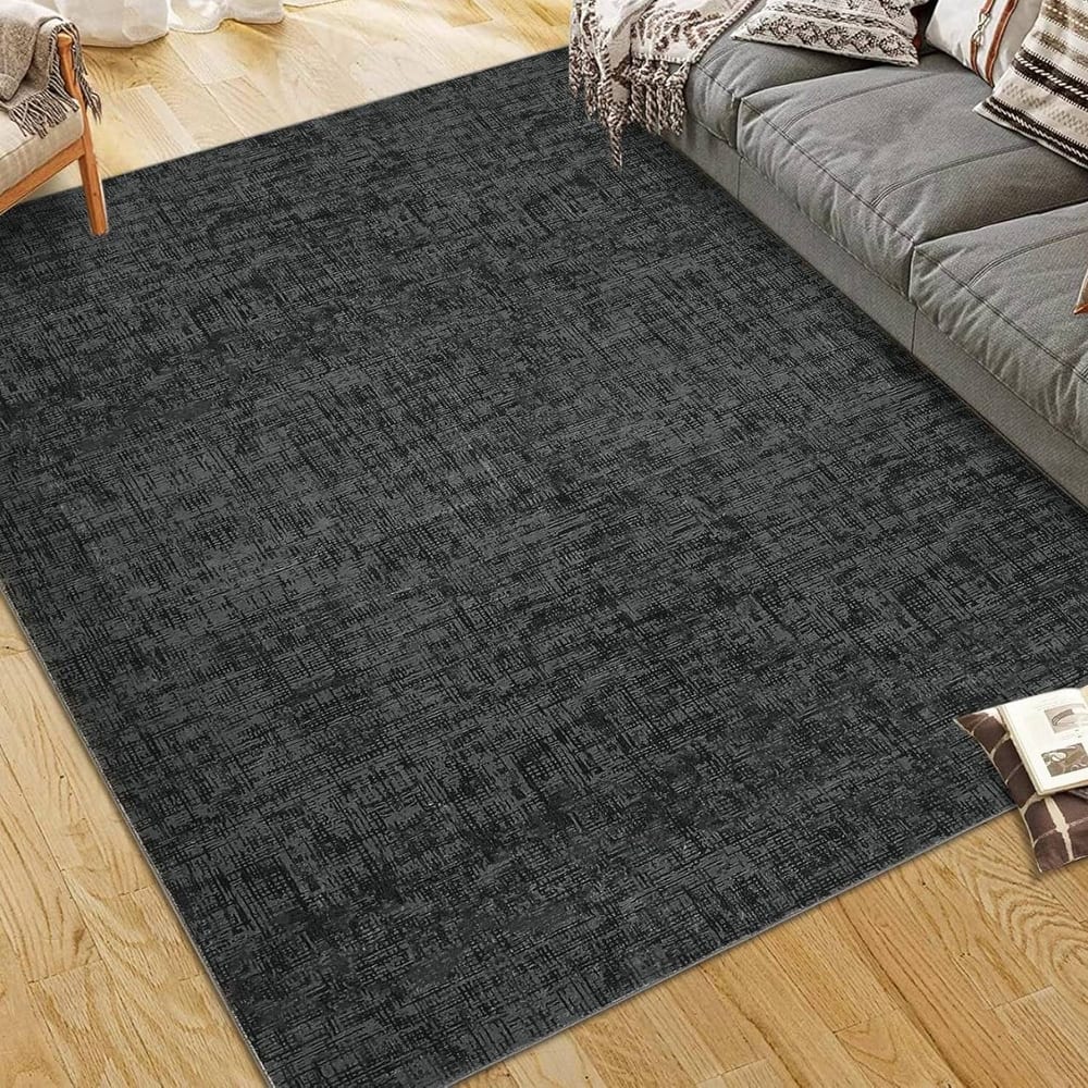 Modern Abstract Area Rug for Living Room, Throw Floor Carpet for Home Décor, Black - 2' x 3'