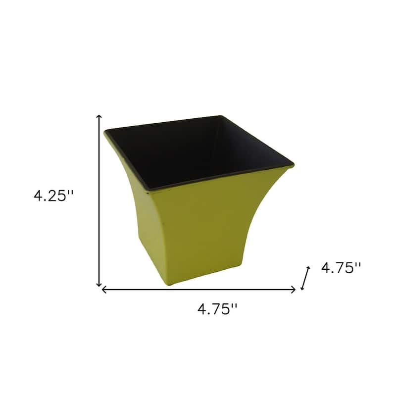 HomeRoots 5" Yellow Recycled Plastic Indoor Outdoor Square Pot Planter