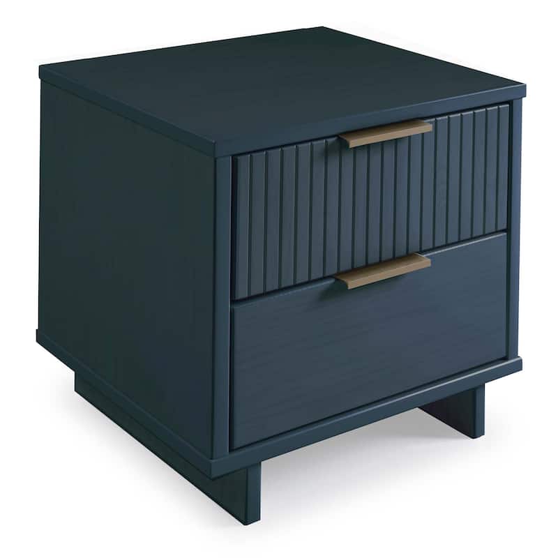 Manhattan Comfort Granville Mid Century Solid Wood 2 Drawer Nightstand Set of 2