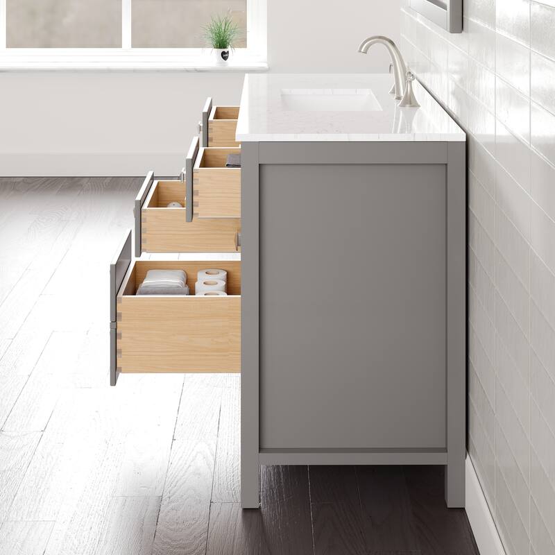 Eviva Artemis Bathroom Vanity with White Engineered Stone Countertop and Undermount Porcelain Sink