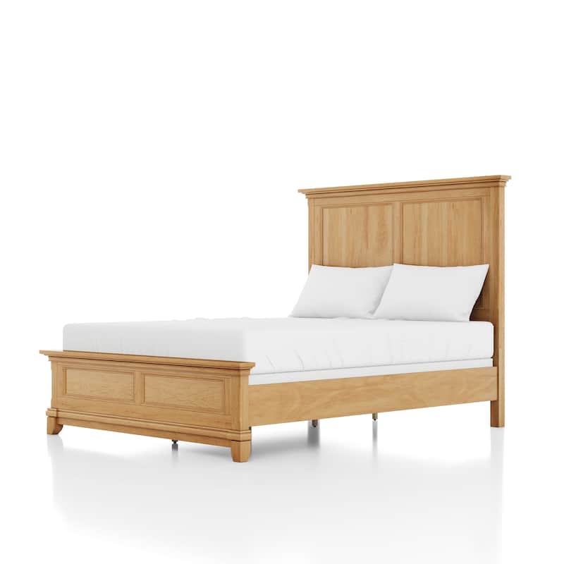 Furniture of America Wellington Farmhouse Natural Oak Solid Wood Panel Bed