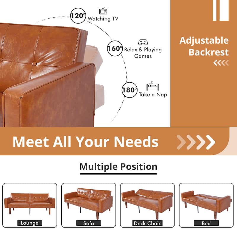 Futon Sofa Bed Memory Foam Couch Sleeper Daybed Foldable Convertible Loveseat