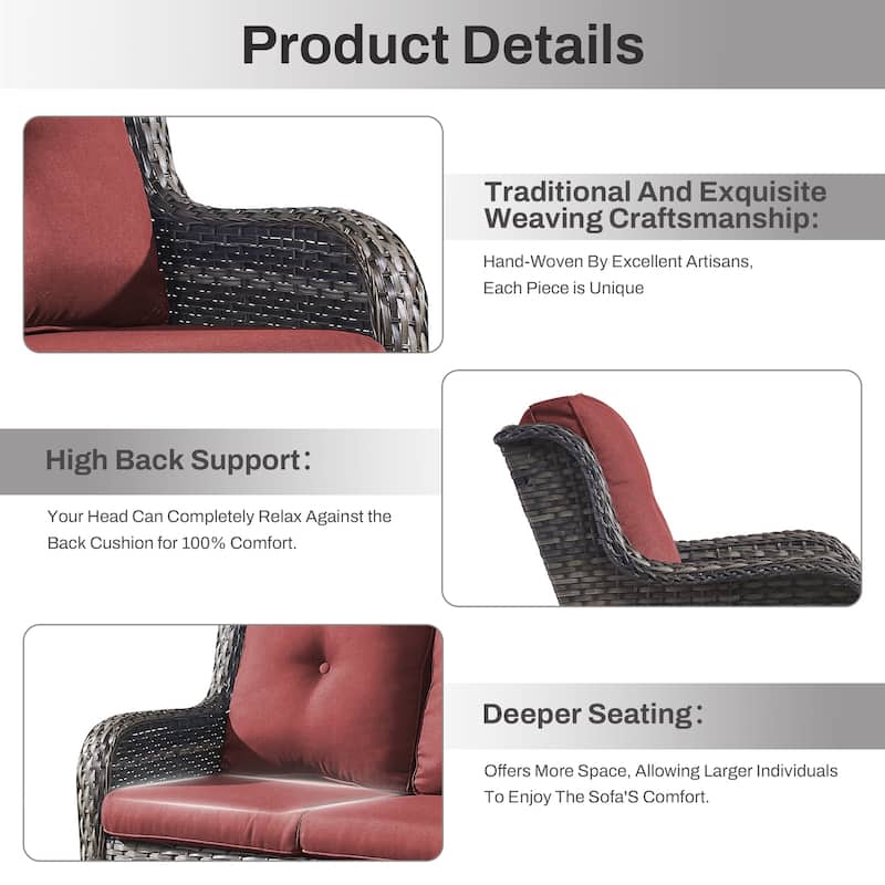 Gymojoy 2-Seat Patio Loveseat, Stylish Outdoor Sofa with Water-Resistant Olefin Cushions