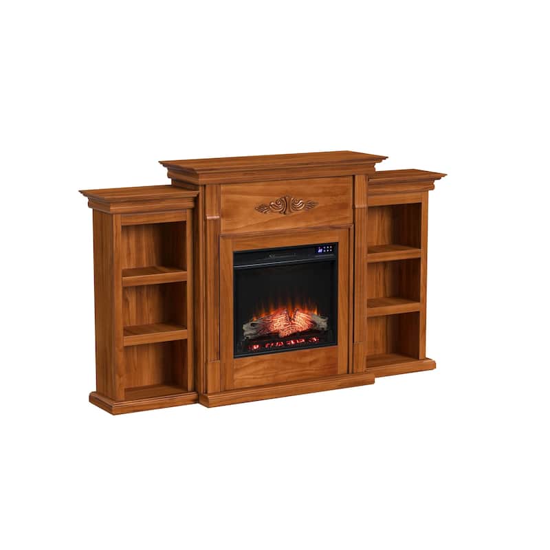 SEI Furniture Jennifer Electric Fireplace and Mantel with Bookshelves