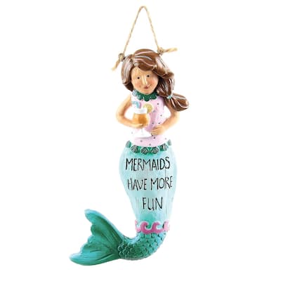 Mermaid Holding Fruity Drink Mermaids Have More Fun Wall Plaque - Multi