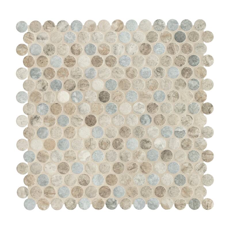 Ackland AKM-G-12X12PR-CA 12" x 12" Glass Penny Floor and Wall Mosaic - Blush Veil