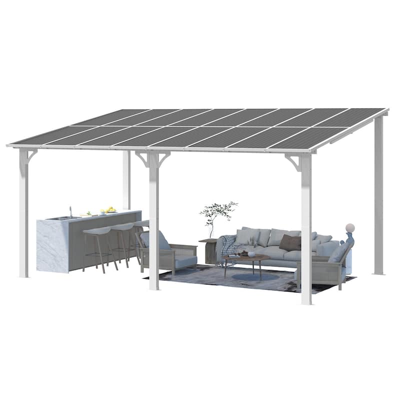10X16Ft Outdoor Pergola Gazebo, Wall Mounted Lean to Awning Gazebo