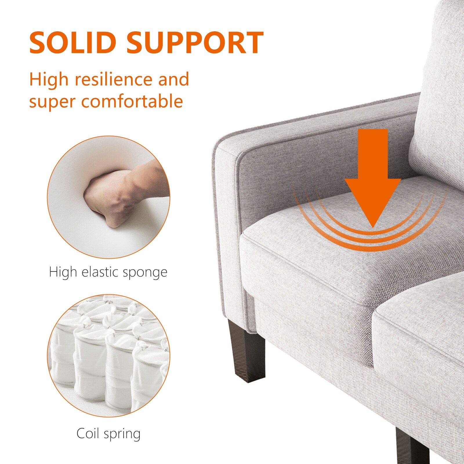 Coil spring hot sale cushion sofa