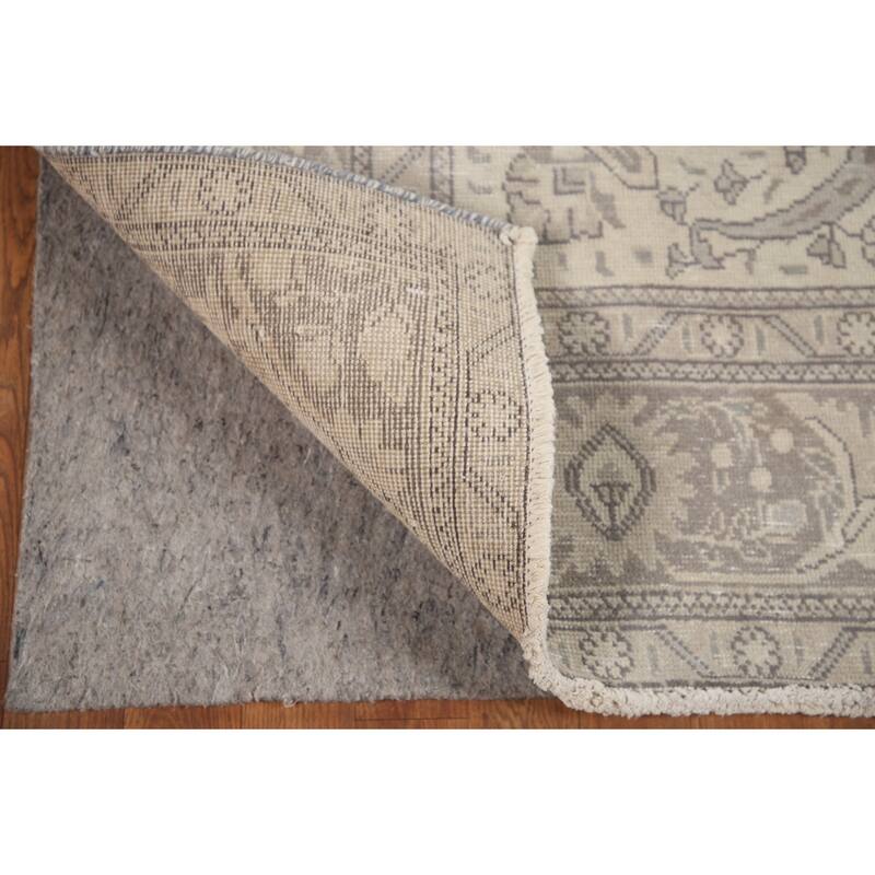 Hand Knotted Oriental 100% Wool Carpet Traditional Medallion Beige & Ivories Tabriz Area Rug - 9' 5'' X 6' 3''