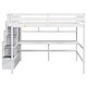 preview thumbnail 9 of 39, Full Size Solid Wood Loft Bed with Built-in Desk, Bookshelves and Storage Staircase