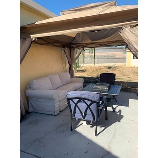 Shop Sunjoy Peter Portable 10 X 10 Gazebo With Mosquito Netting Outdoor Pop Up Gazebo Canopy Tent W Carry Bag Beige Overstock 11882198