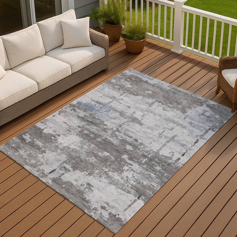 Machine Washable Indoor/ Outdoor Crouppen Modern Chantille Rug - Taupe - 9' x 12'