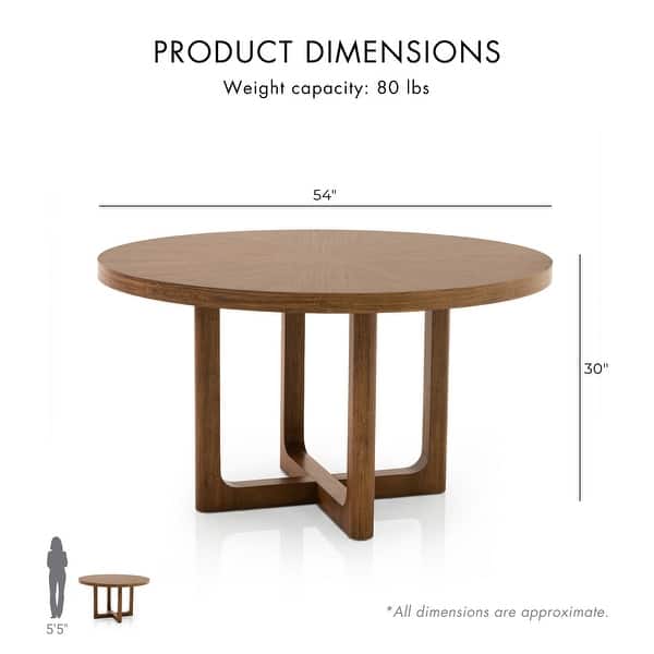 dimension image slide 1 of 5, Furniture of America Mariey Mid-Century Modern 5-Piece Wood Round Dining Table Set with Round Barrel Back Arm Chairs