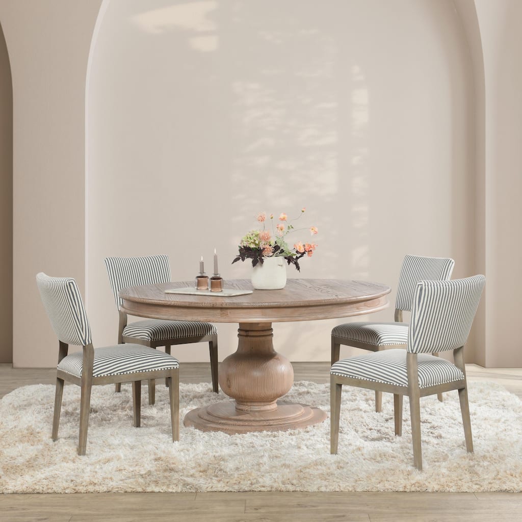 Baldwin 60" Pine Wood Round Dining Table in Taupe by Kosas Home - 60Wx60Dx30H