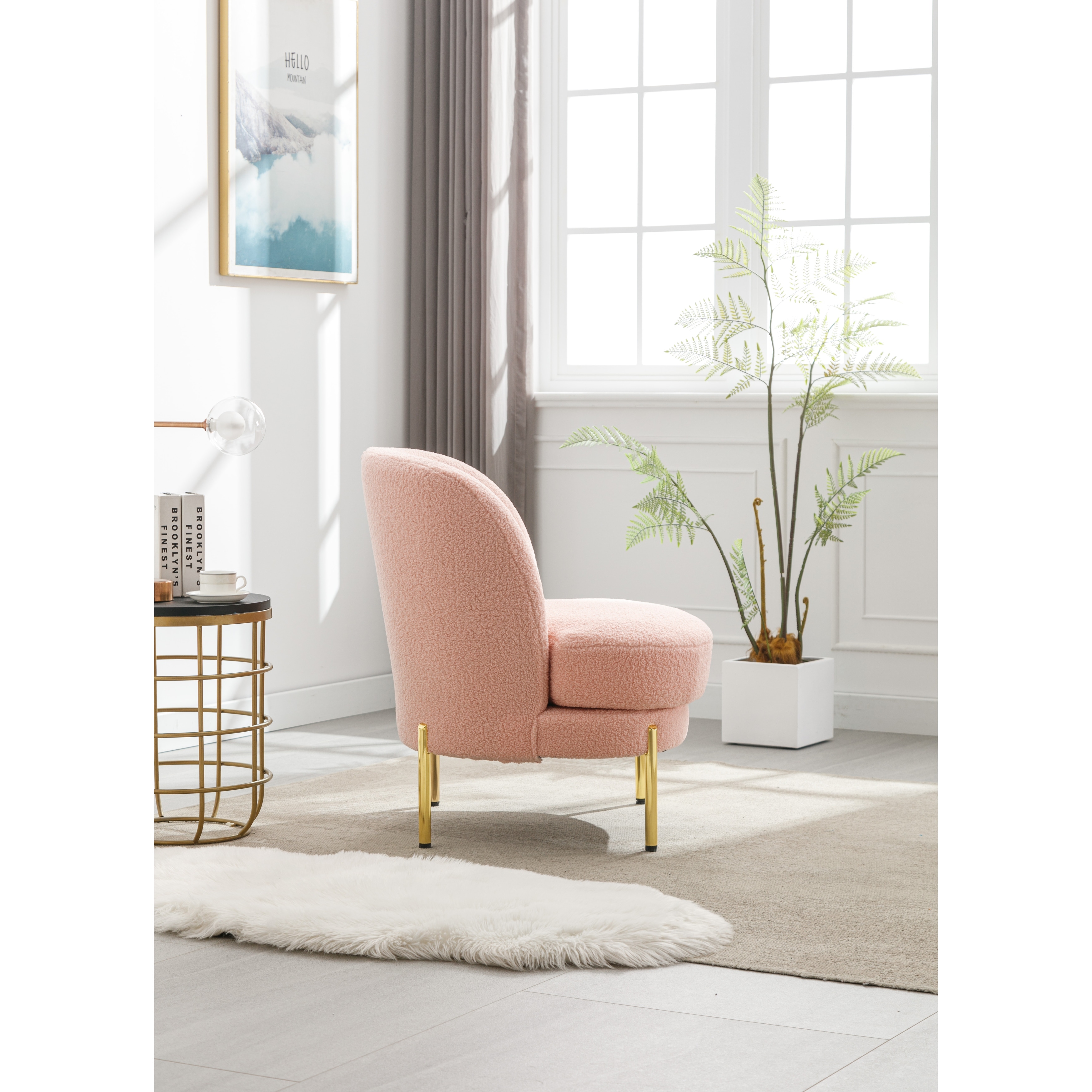 Curved Backrest Reading Chair Elegant Upholstered Accent Chair