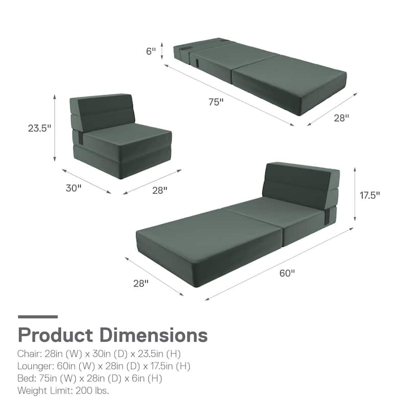 The Novogratz Flower Modular Chair - Green Velour