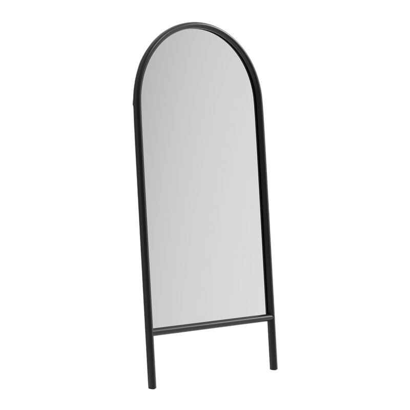 HomeRoots 71" Black Solid Wood Arch Freestanding Framed Full Length Mirror - 31.00 in. x 71.00 in. x 0.79 in.