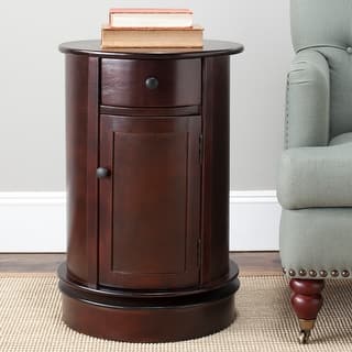 SAFAVIEH Cape Cod Dark Cherry Swivel Storage Accent Table - 17.7" x 17.7" x 26"