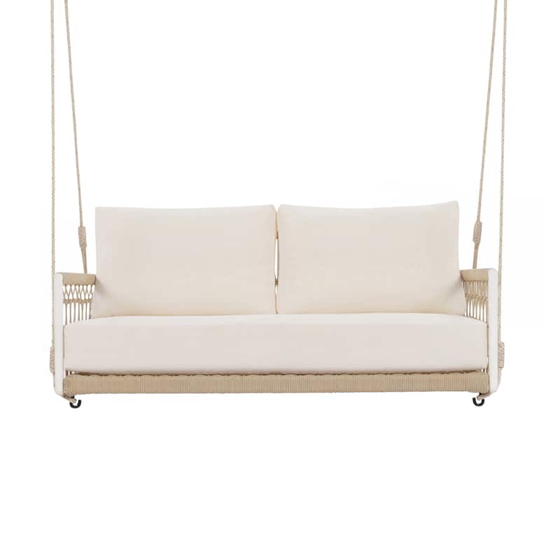 Woven Rope Outdoor Swing Sofa with Soft Cushions