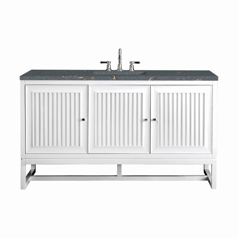 James Martin Vanities E645-V60S-3PBL Athens 60" Single Basin Poplar - Glossy White - Painted