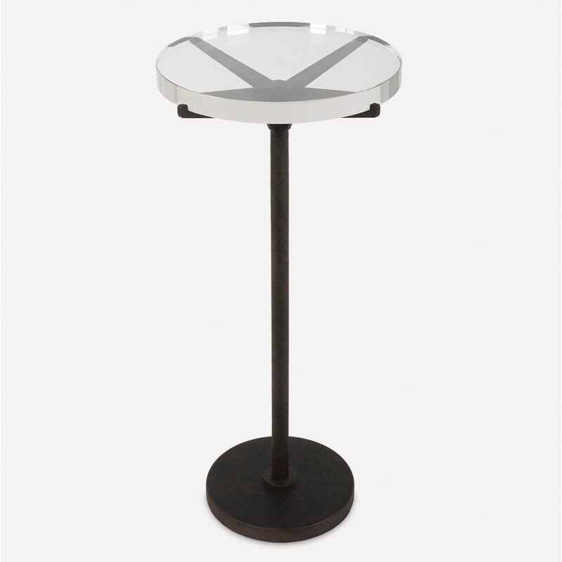 Crystal Top Accent Table - 24.75" - Brown and Clear