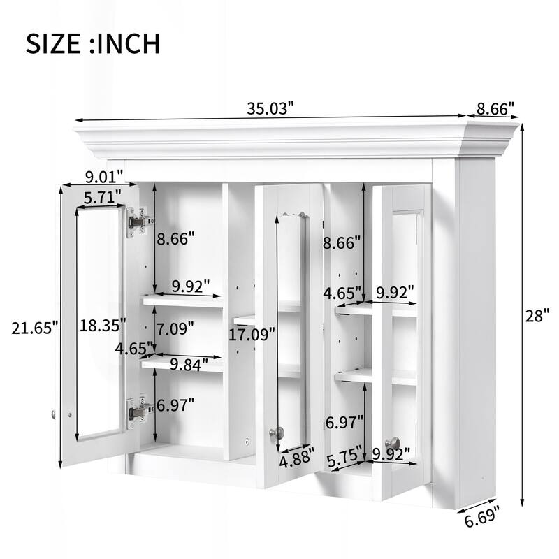 Versatile Bathroom Wall-Mounted Cabinet with Adjustable Shelves and Stylish Mirror